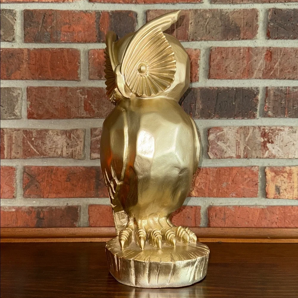 Gold Owl Resin Statue 13 inch Bird Figurine